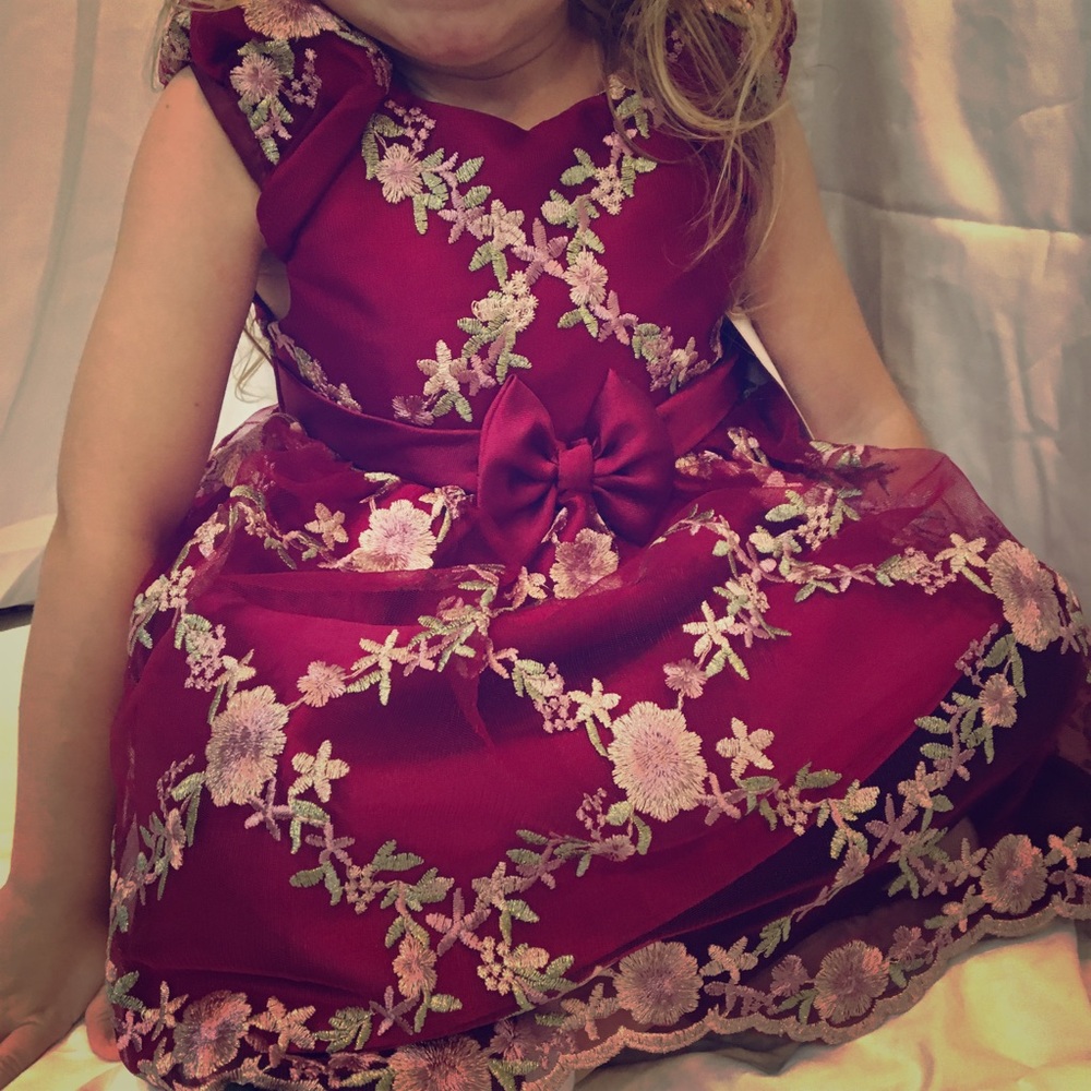 Rare Edition Floral-Embroidered 2T Easter Dress